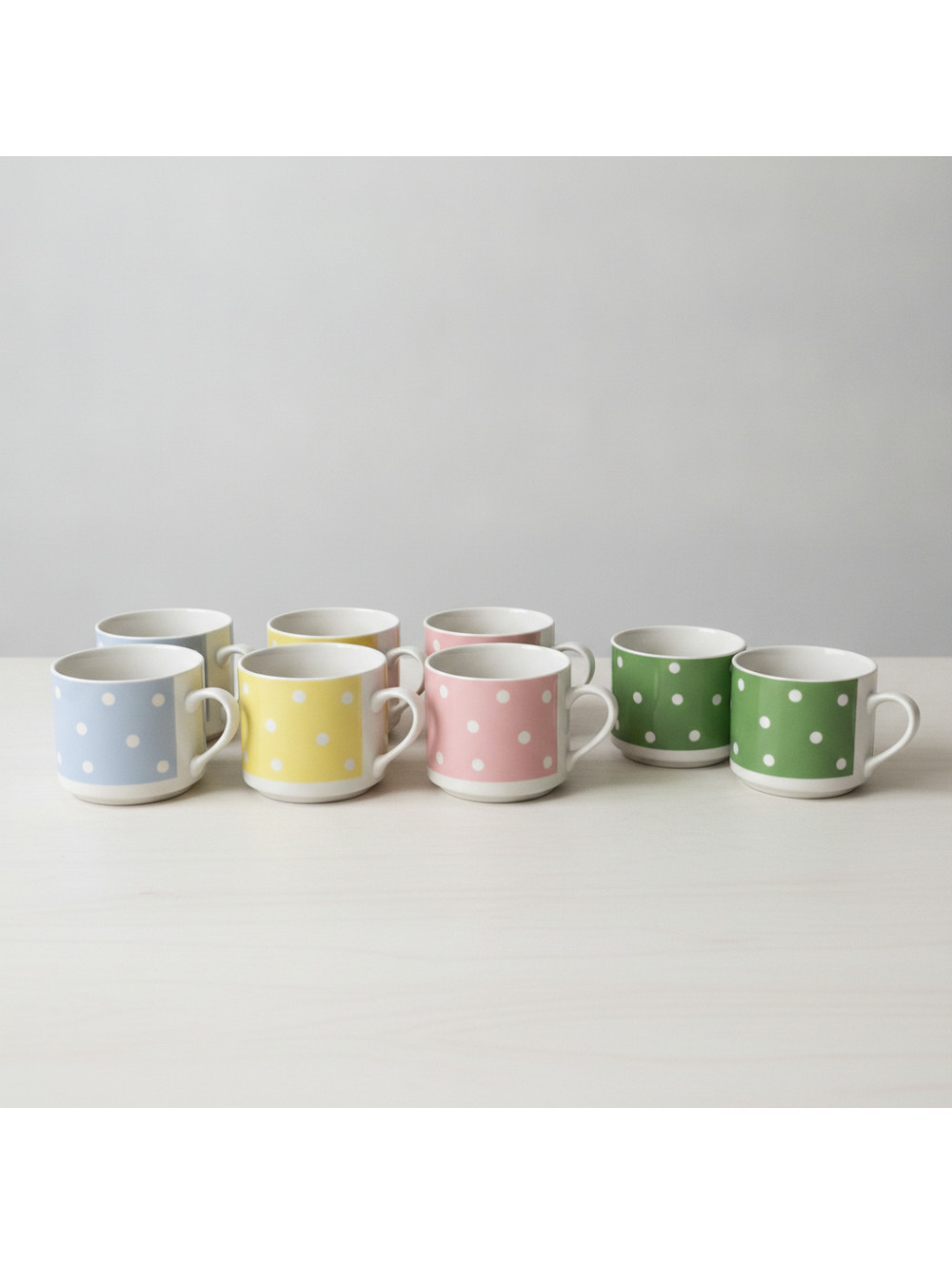 New Without Tags | Savinio | Dot Ceramic Mug Set - Green, Pink, Yellow, Blue